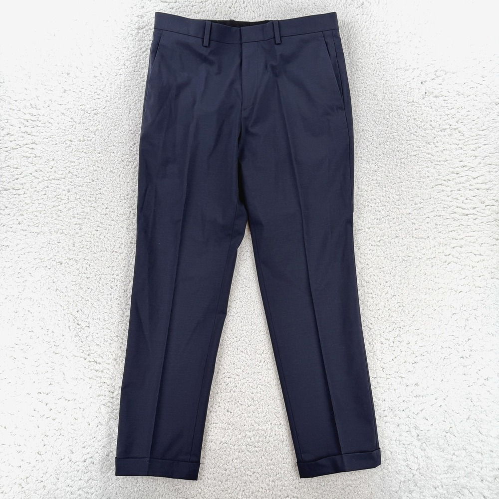 Theory Mens 32x30 Blue Slim Wool Stretch Cuffed Dress Pants Mayer New Tailor 2